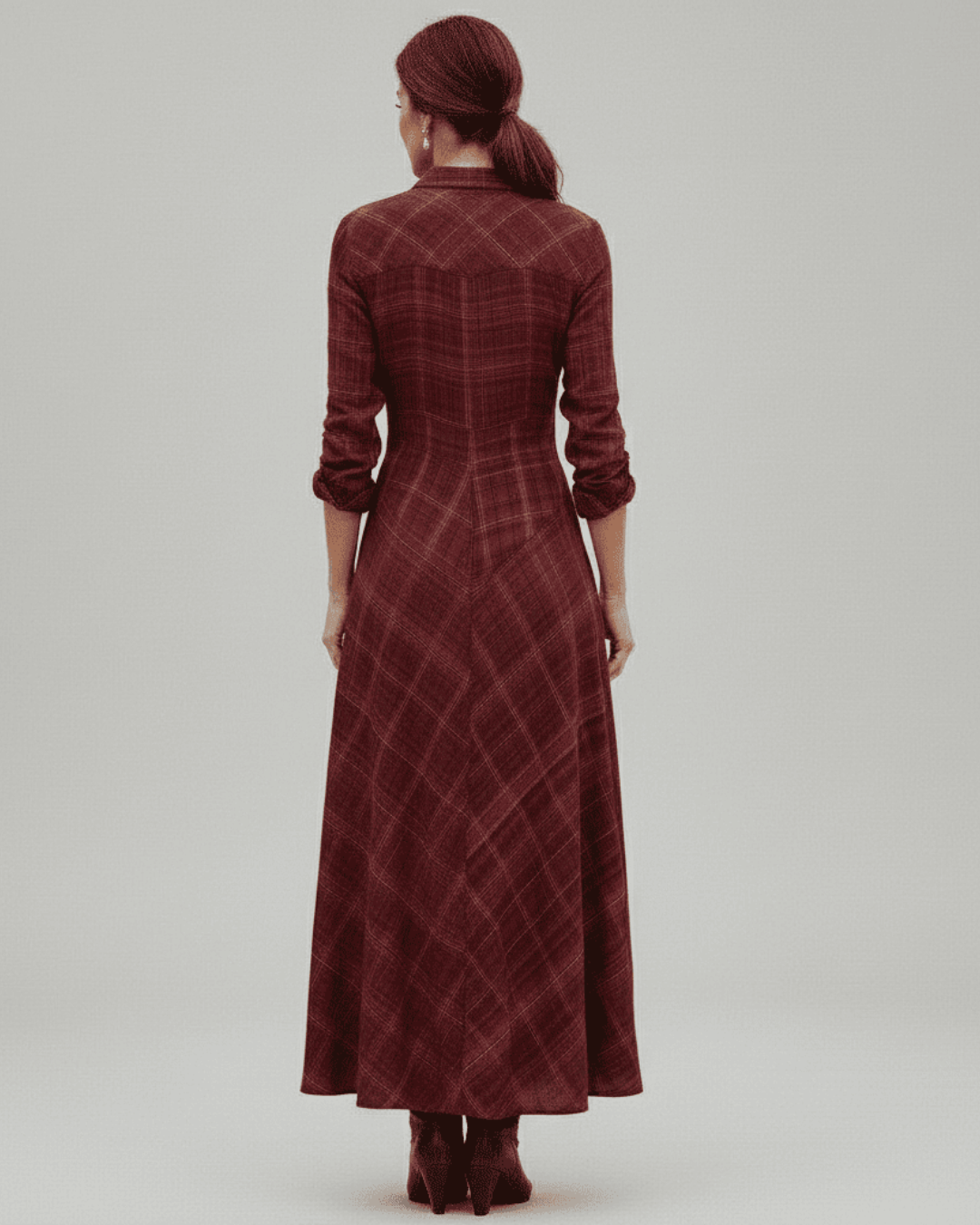 Letizia| Long red checked dress