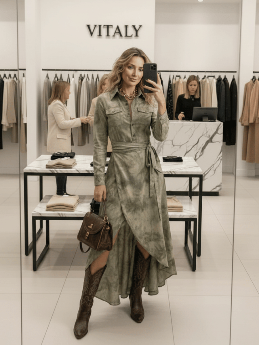 Emily | Long vintage sage green dress
