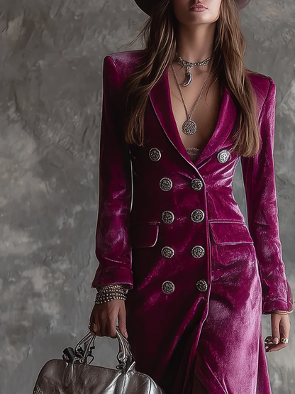 Jane | Long Velvet Blazer Dress