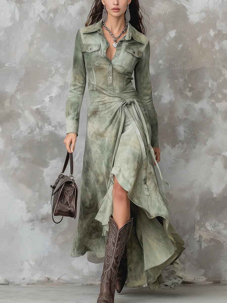 Emily | Long vintage sage green dress