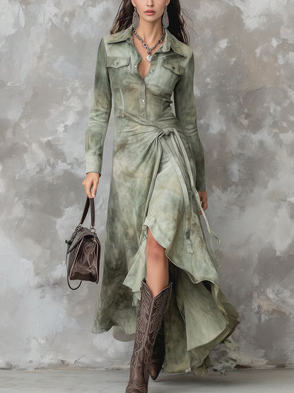 Emily | Long vintage sage green dress
