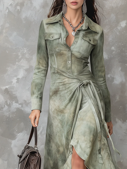 Emily | Long vintage sage green dress